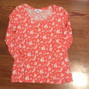 Vineyard Vines coral sailboat 3/4 sleeve XS